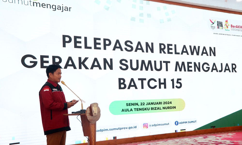Pj Gubernur Lepas Ratusan Relawan Gerakan Sumut Mengajar Batch 15