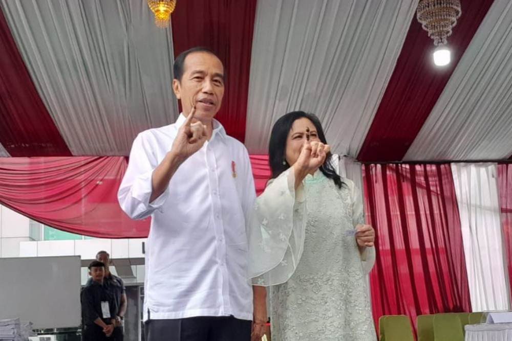 Coblos di TPS 10 Gambir, Presiden Jokowi Berharap Pemilu 2024 Jurdil, Luber, Aman