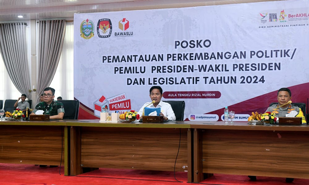 Rakor Monitoring Pemilu, Pj Gubernur Sumut Minta Semua Pihak Tetap Jaga Suasana Kondusif dan Tunggu Hitung Resmi KPU
