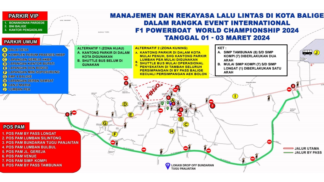 Simulasi Rekayasa Arus Lalu Lintas Kota Balige Jelang F1 Powerboat