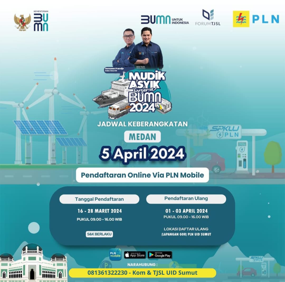 Gelar Mudik Asyik BUMN 2024, PLN UID Sumut Siapkan 1.000 Kuota Pemudik Gratis