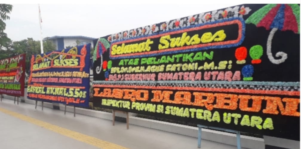 Karangan Bunga untuk Agus Fatoni Berdatangan ke Kantor Gubernur Sumut