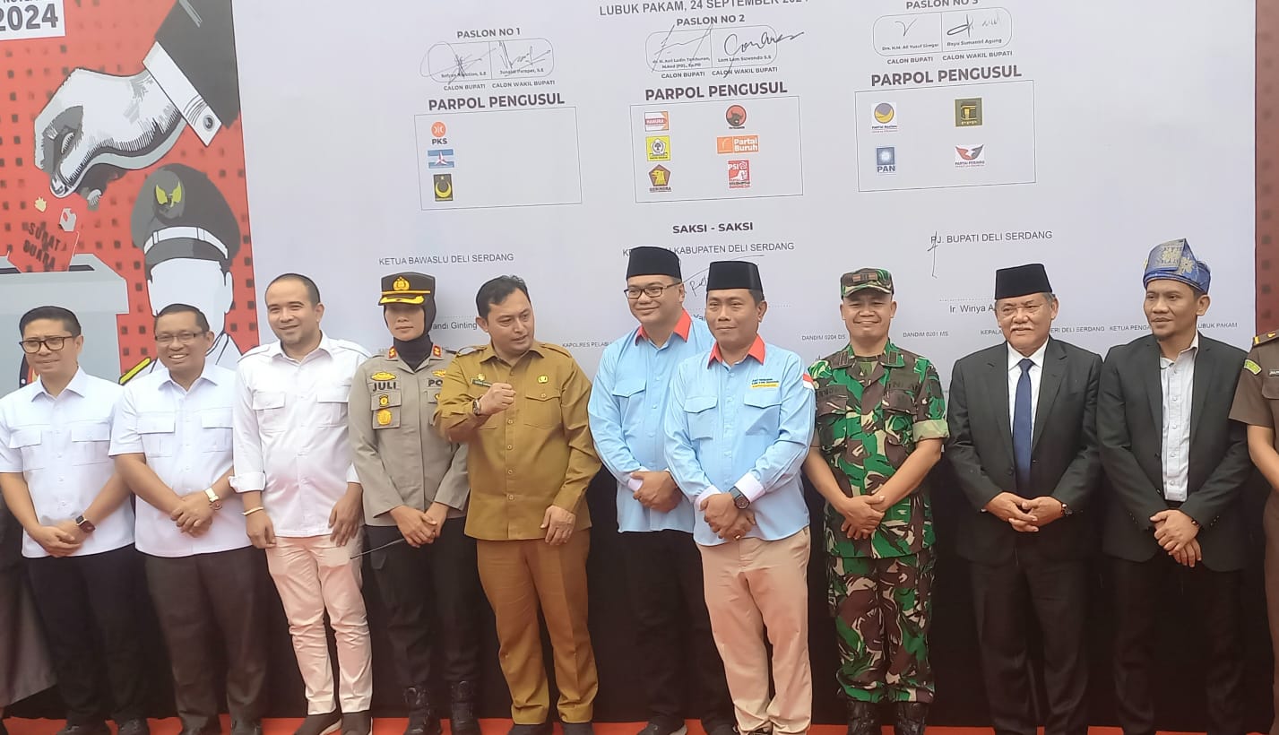 Tiga Paslon Bupati Deliserdang Deklarasi Pilkada Damai