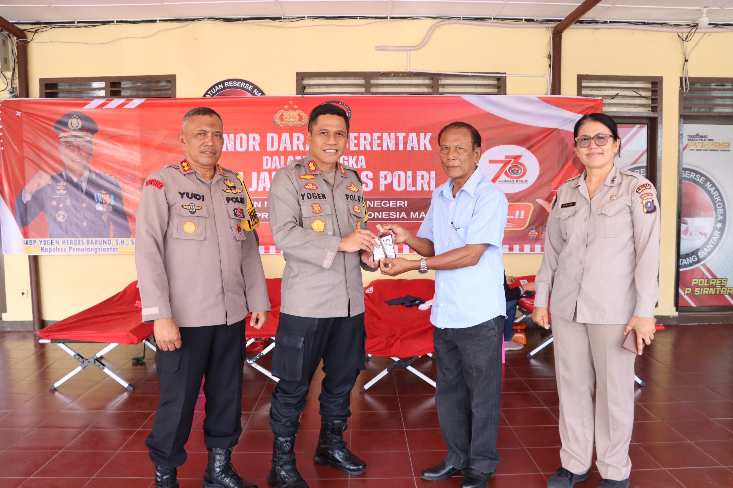 Bhakti Kesehatan HUT ke-73 Humas Polri, Polres Pematangsiantar Gelar Donor Darah