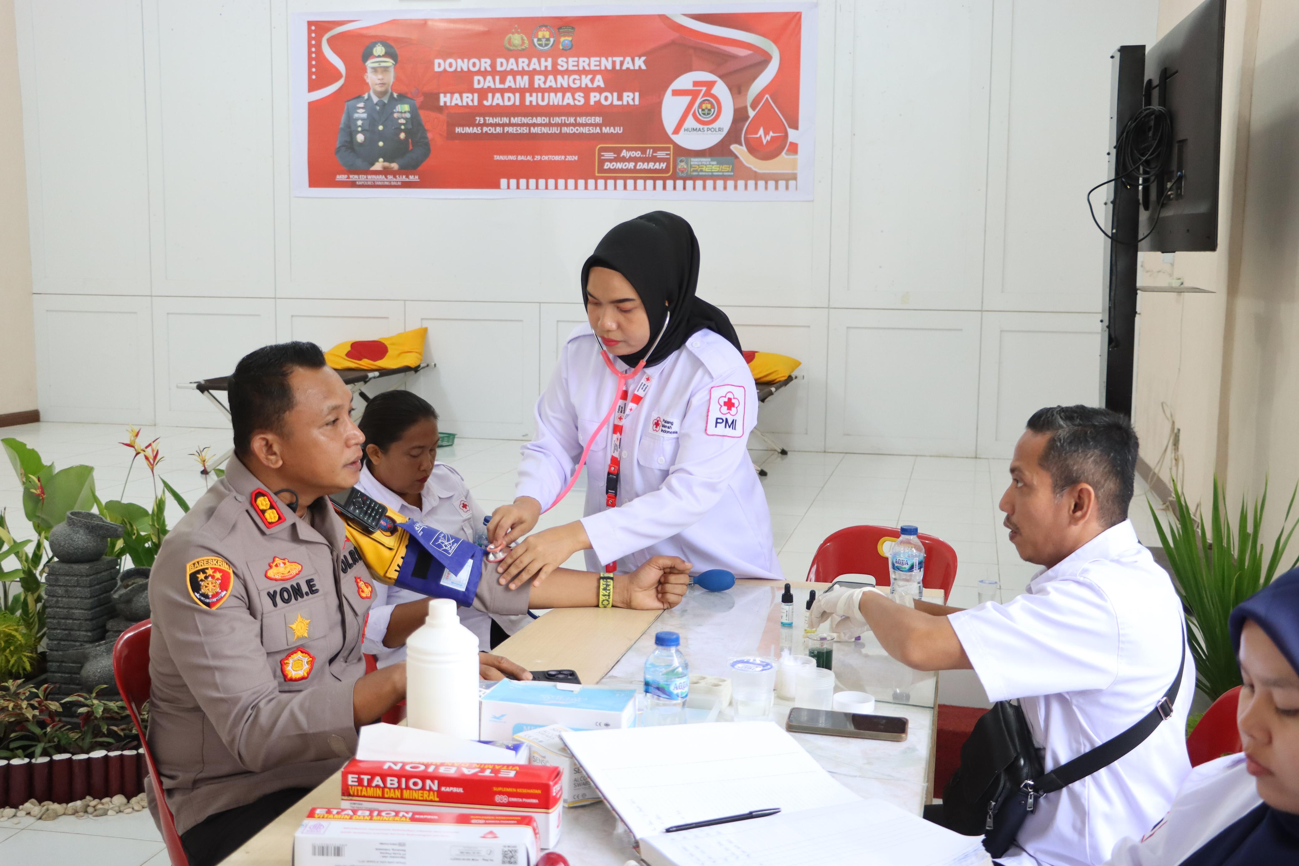 Polres Tanjungbalai Gelar Donor Darah Meriahkan HUT ke-73 Humas Polri