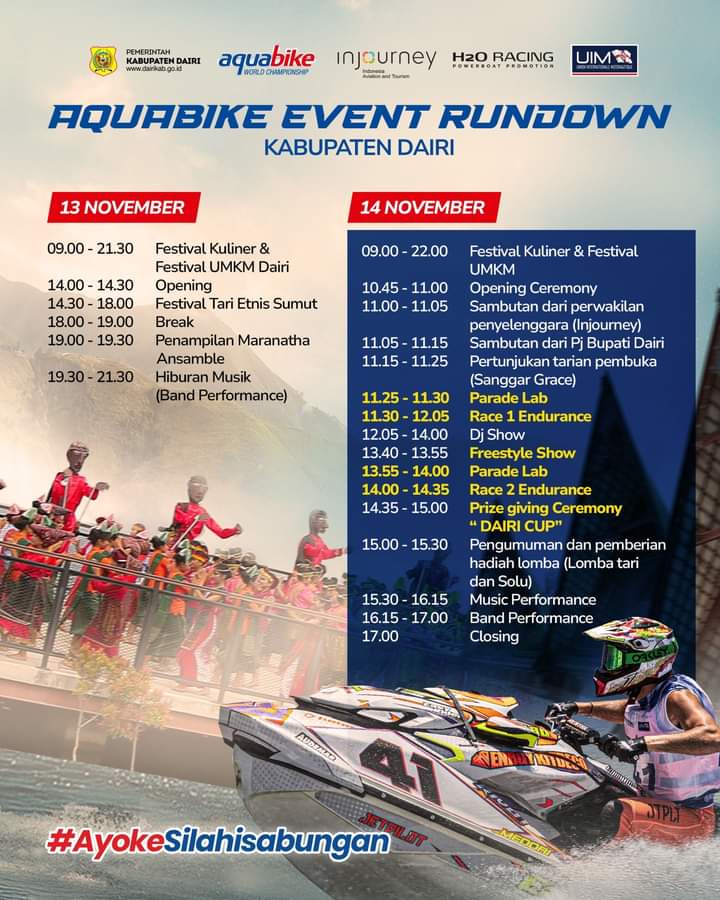Aquabike Jetski World Championship, Dairi Perkenalkan Potensi Wisata dan Budaya