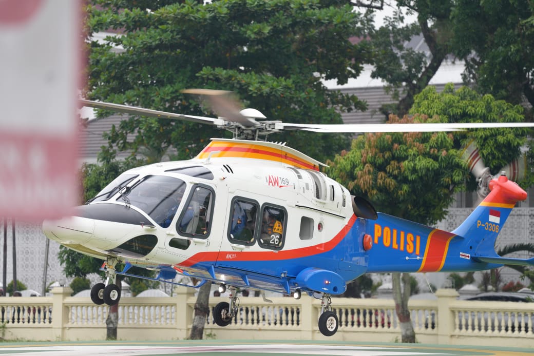 Pantau Keamanan Aquabike World Championship Danau Toba, Polri Terjunkan Helikopter AW169