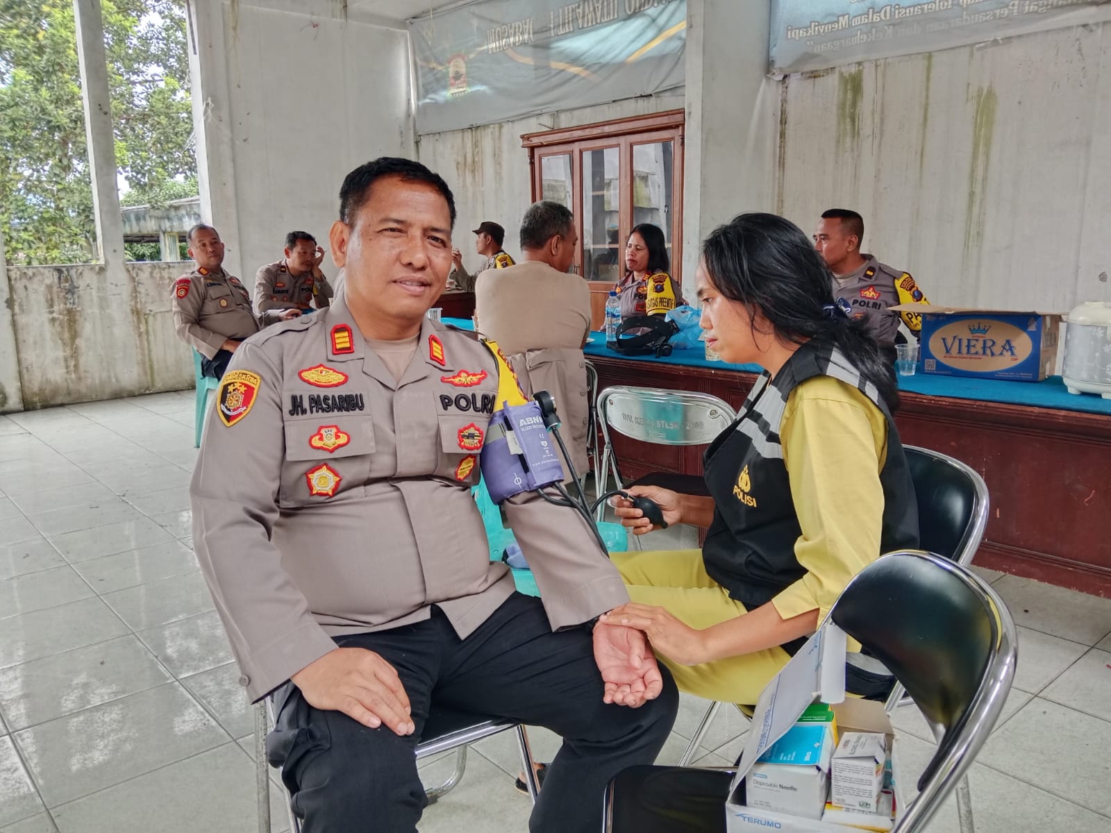 Pemeriksaan Kesehatan Personel Polres Pematangsiantar Pasca Pemungutan Suara di Kantor PPK