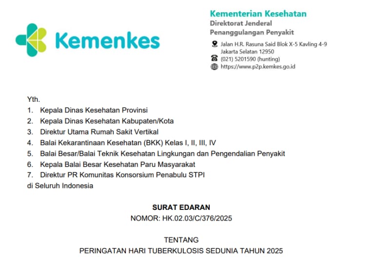Eliminasi TBC 2030, Kemenkes Gencarkan Kampanye Giatkan di HTBS 2025