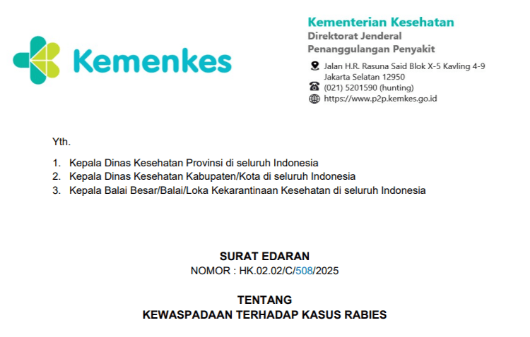 Kemenkes Imbau Masyarakat dan Faskes Tingkatkan Kewaspadaan Rabies