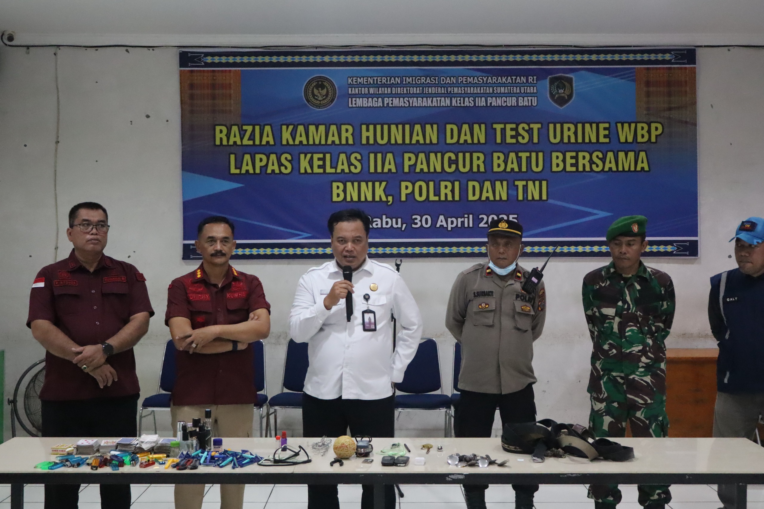 Sinergi TNI, Polri, BNN dan Lapas Pancurbatu: Razia Gabungan Berjalan Kondusif