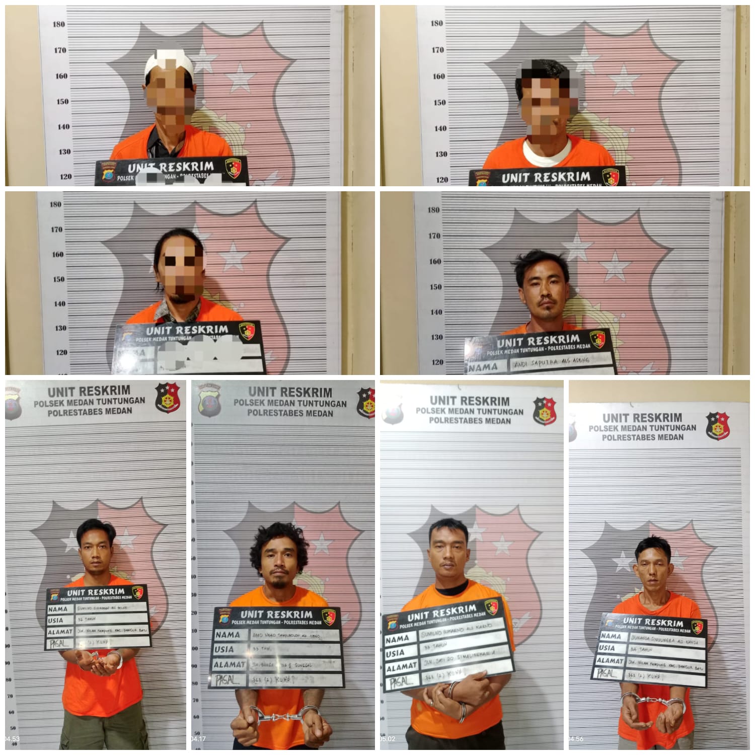 Polsek Medan Tuntungan Tangkap 8 Pelaku Pencurian dan Penadah Barang Curian