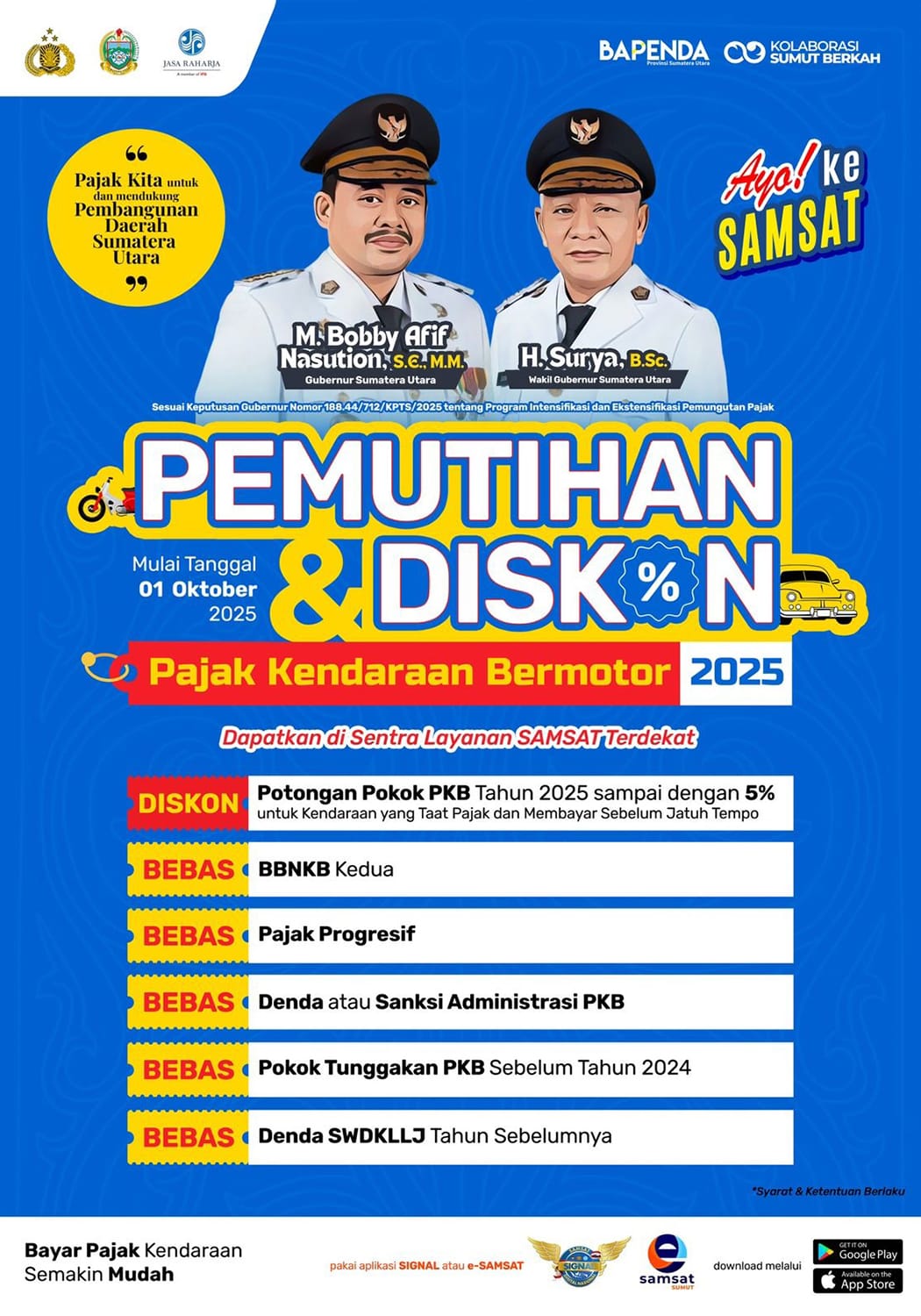 Pemutihan Pajak Kendaraan Bermotor Sumut Dimulai 1 Oktober, Denda Dihapus dan Diskon 5%