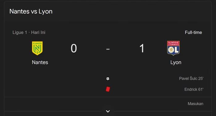 Sulc Antar Lyon Taklukkan Nantes, Les Gones Naik ke Posisi Tiga