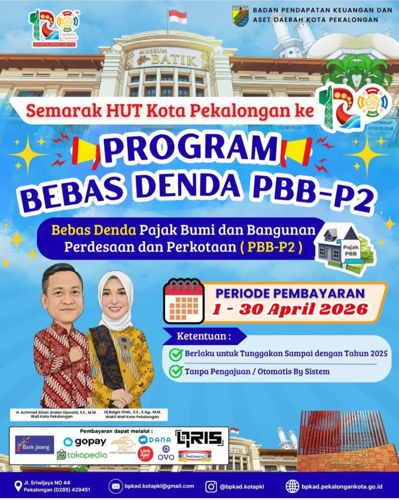 Pemko Pekalongan Hapus Denda PBB Selama April 2026, Dorong Kepatuhan Wajib Pajak