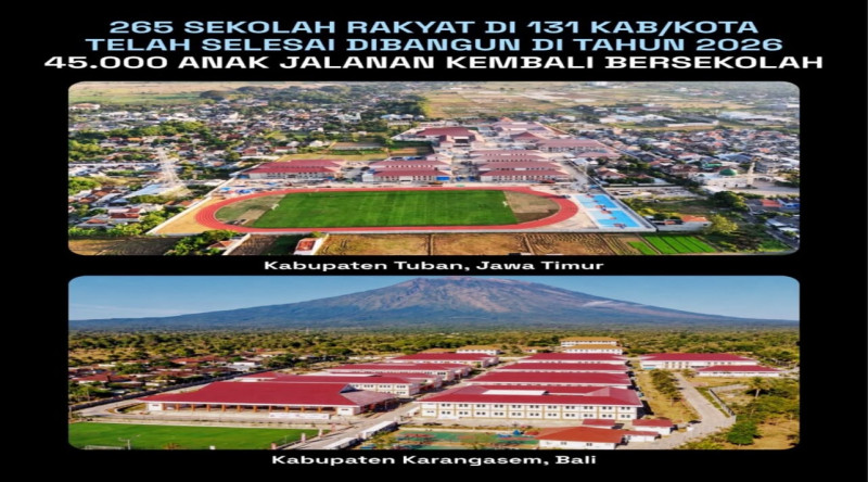265 Sekolah Rakyat Rampung Dibangun, 45 Ribu Anak Dapat Akses Pendidikan